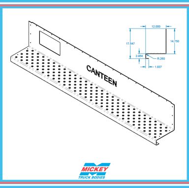 Mickey Canteen Body Rear ALUM. "Kick Plate" Asy W/Tag cutout