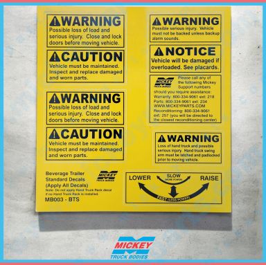 BEVERAGE BODY DECAL PACK (WARNING/CAUTION)